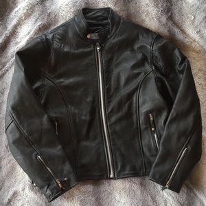 Men’s Leather Motorcycle Jacket - Black
